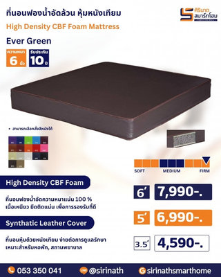 ที่นอนฟองอัดล้วน หุ้มหนังเทียม Ever Green 6