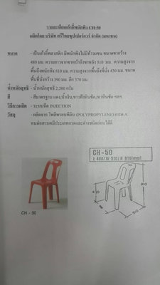 เก้าอี้พลาสติก มีพนักพิง รุ่น CH-50