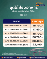 ชุดโต๊ะโรงอาหารสแตนเลส