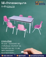 ชุดโต๊ะอนุบาลขาโล่ง เก้าอี้โพลีเด็ก